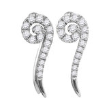 10kt White Gold Womens Round Diamond Curled Vertical Stud Earrings 1/4 Cttw