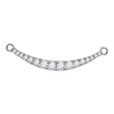10kt White Gold Womens Round Diamond Curved Bar Pendant Necklace 1/2 Cttw