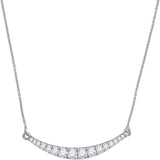 10kt White Gold Womens Round Diamond Curved Bar Pendant Necklace 1.00 Cttw
