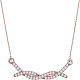 10kt Rose Gold Womens Round Diamond Twist Bar Fashion Necklace 1/2 Cttw