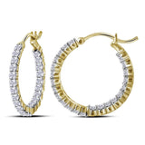 10kt Yellow Gold Womens Round Diamond Inside Outside Hoop Earrings 2 Cttw
