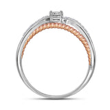 10kt White Gold Round Diamond Rose-tone Rope Bridal Wedding Engagement Ring 1/10 Cttw