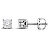 10kt White Gold Womens Round Diamond Solitaire Stud Earrings 1/10 Cttw