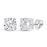 10kt White Gold Womens Round Diamond Solitaire Stud Earrings 1/2 Cttw