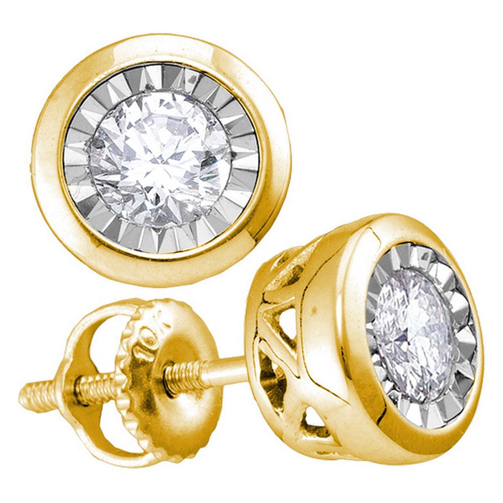 10kt Yellow Gold Womens Round Diamond Solitaire Stud Earrings 1/4 Cttw