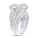 14kt White Gold Round Diamond Bridal Wedding Ring Band Set 1-3/4 Cttw