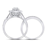 14kt White Gold Round Diamond Bridal Wedding Ring Band Set 1