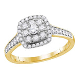 14kt Yellow Gold Round Diamond Round Halo Bridal Wedding Engagement Ring 5/8 Cttw