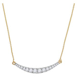 10kt Yellow Gold Womens Round Diamond Curved Bar Pendant Necklace 1 Cttw