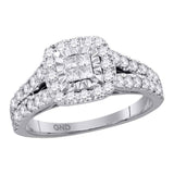 14kt White Gold Womens Princess Diamond Cluster Ring 1 Cttw