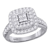 14kt White Gold Princess Diamond Square Cluster Bridal Wedding Engagement Ring 1 Cttw