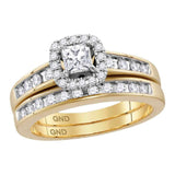 14kt Yellow Gold Diamond Princess EGL Bridal Wedding Ring Band Set 3/4 Cttw