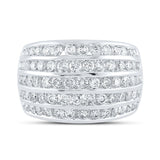 10kt White Gold Womens Round Diamond Five Row Band Ring 2 Cttw