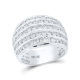 10kt White Gold Womens Round Diamond Five Row Band Ring 2 Cttw