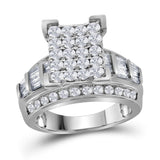 10kt White Gold Round Diamond Cluster Bridal Wedding Engagement Ring 2 Cttw