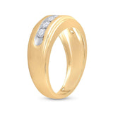 10kt Yellow Gold Mens Round Diamond Wedding Channel-Set Band Ring 7/8 Cttw