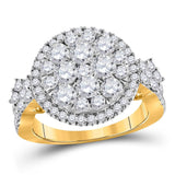 14kt Yellow Gold Womens Round Diamond Right Hand Cluster Ring 2 Cttw