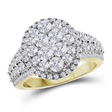 14kt Yellow Gold Womens Round Diamond Oval Cluster Ring 1-3/4 Cttw