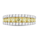 14kt Yellow Gold Womens Round Yellow Diamond Triple Row Band Ring 2 Cttw