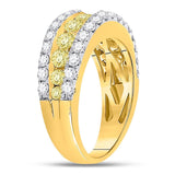 14kt Yellow Gold Womens Round Yellow Diamond Triple Row Band Ring 2.00 Cttw