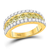 14kt Yellow Gold Womens Round Yellow Diamond Triple Row Band Ring 2 Cttw