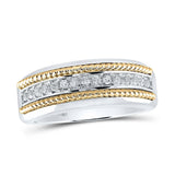 10kt Two-tone Gold Mens Round Diamond Wedding Rope Band Ring 1/3 Cttw