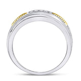 10kt Two-tone Gold Mens Round Diamond Wedding Band Ring 1/5 Cttw