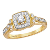 10kt Yellow Gold Round Diamond Round Halo Bridal Wedding Engagement Ring 1/3 Cttw