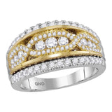 14kt Two-tone Gold Womens Round Diamond Band Ring 1 Cttw