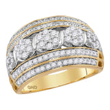 14kt Yellow Gold Womens Round Diamond Flower Cluster Fashion Band Ring 1.00 Cttw