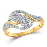 10kt Yellow Gold Womens Round Diamond Double Circle Cluster Ring 1/5 Cttw