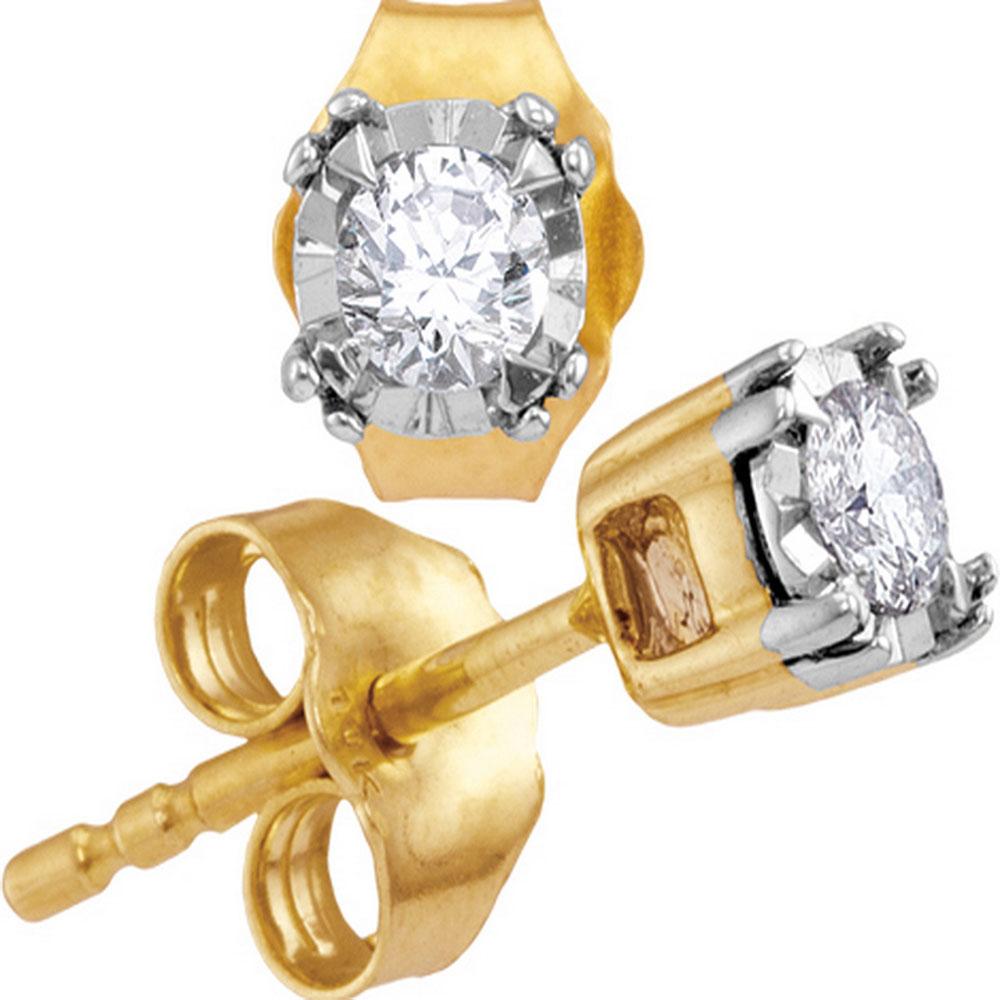 10kt Yellow Gold Womens Round Diamond Solitaire Stud Earrings 1/6 Cttw