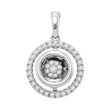 10kt White Gold Womens Round Diamond Twinkle Moving Cluster Pendant 1/3 Cttw