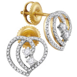 10kt Yellow Gold Womens Round Diamond 2-stone Earrings 1/4 Cttw