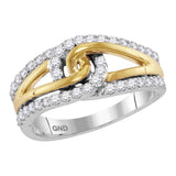 10kt Two-tone White Gold Womens Round Diamond Lasso Loop Knot Band Ring 1/2 Cttw