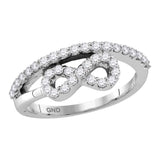 10kt White Gold Womens Round Diamond Woven Infinity Band Ring 1/2 Cttw