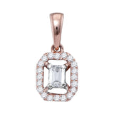 14kt Rose Gold Womens Emerald Diamond Solitaire Pendant 1/4 Cttw