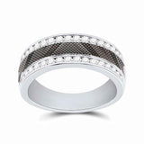 14kt White Gold Mens Round Diamond Wedding Band Ring 1/2 Cttw