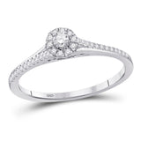 10kt White Gold Womens Round Diamond Halo Promise Ring 1/5 Cttw