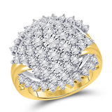 10kt Yellow Gold Womens Round Diamond Cluster Ring 3/8 Cttw