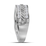 14kt White Gold Mens Round Channel-set Diamond Double Row Grecco Wedding Band Ring 1 Cttw
