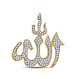 10kt Yellow Gold Mens Round Diamond Allah Islam Charm Pendant 1/3 Cttw