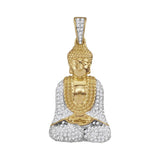 10kt Yellow Gold Mens Round Diamond Gautama Buddha Charm Pendant 1/2 Cttw