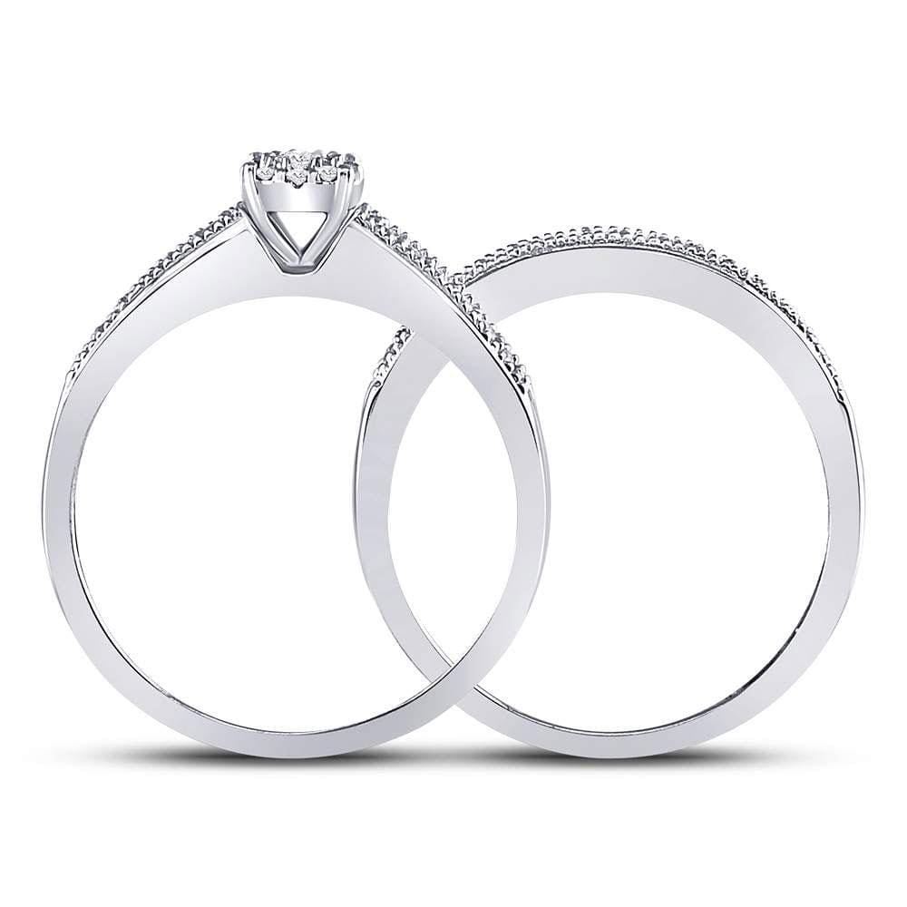 10kt White Gold Round Diamond Bridal Wedding Ring Band Set 1/3 Cttw
