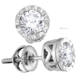 14kt White Gold Womens Round Diamond Solitaire Screwback Stud Earrings 3/4 Cttw