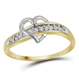 10kt Yellow Gold Womens Round Diamond Heart Ring 1/20 Cttw Size