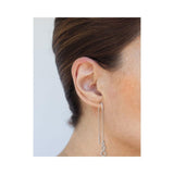 10kt White Gold Womens Round Diamond Twist Dangle Threader Earrings 1/10 Cttw