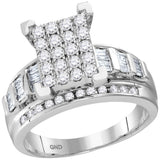 10kt White Gold Round Diamond Cindys Dream Cluster Bridal Wedding Engagement Ring 7/8 Cttw