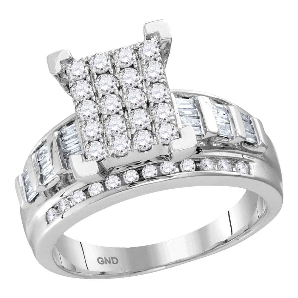 10kt White Gold Round Diamond Cindys Dream Cluster Bridal Wedding Engagement Ring 1-1/2 Cttw