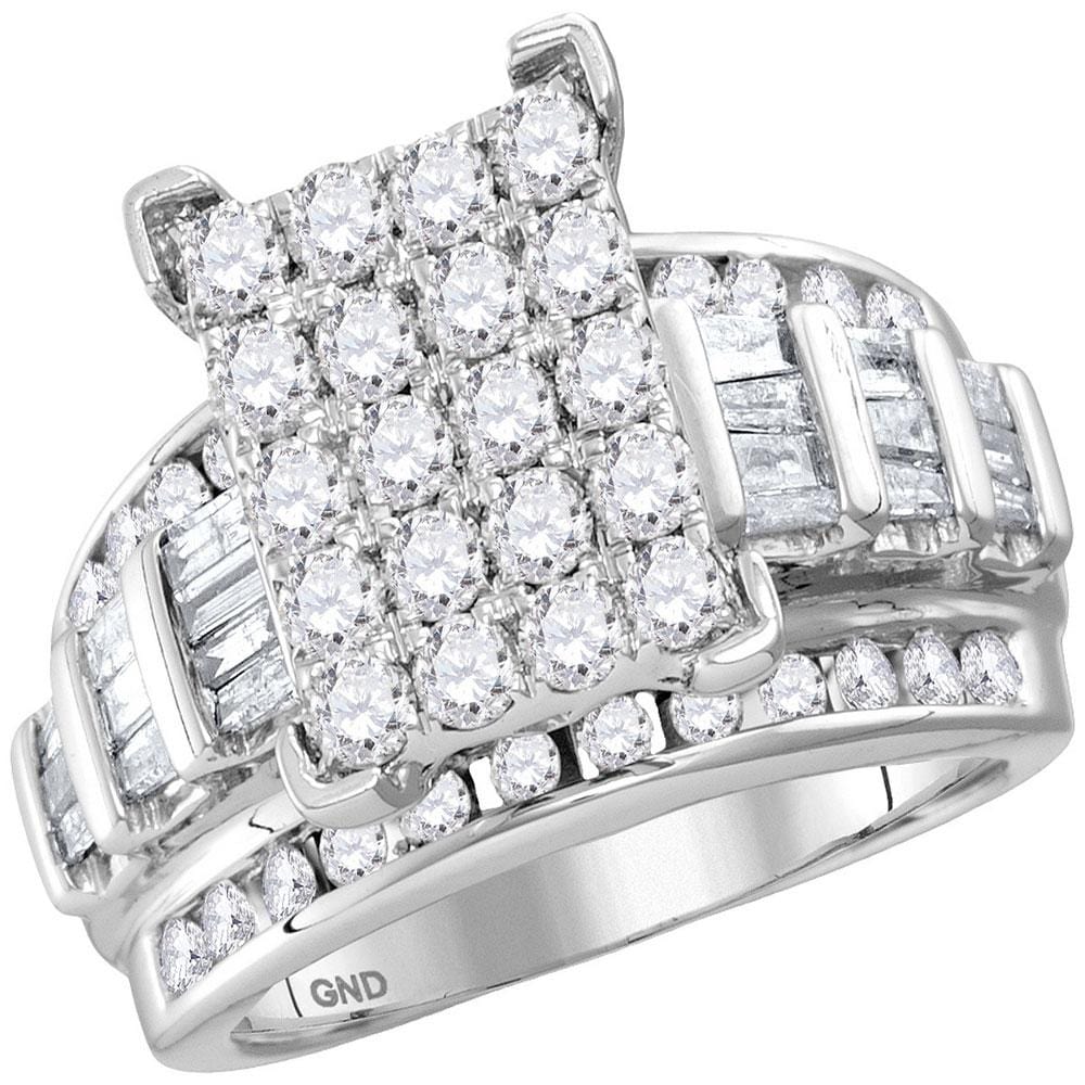 10kt White Gold Round Diamond Cindys Dream Cluster Bridal Wedding Engagement Ring 2 Cttw